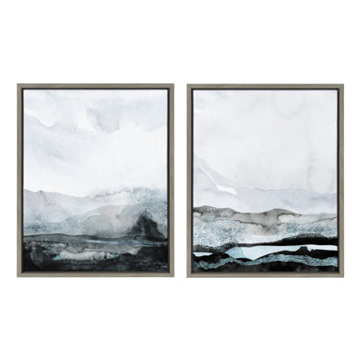 "Blue Layers" par Maja Mitrovic de Makes My Day Happy, ensemble d'art mural sur toile encadrée