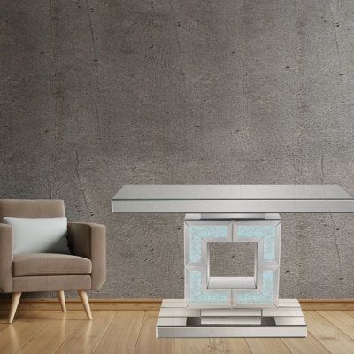 Console 48 po à miroir en diamant écrasé avec 7 couleurs RVB changeant de couleur