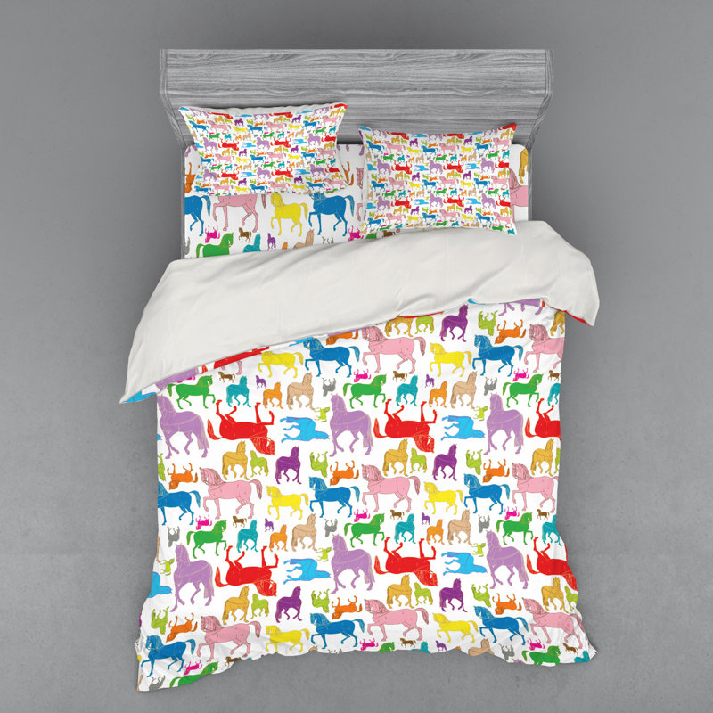 Ensemble de housse de couette à chevaux, Housse de couette grand + 3 pièces supplémentair
