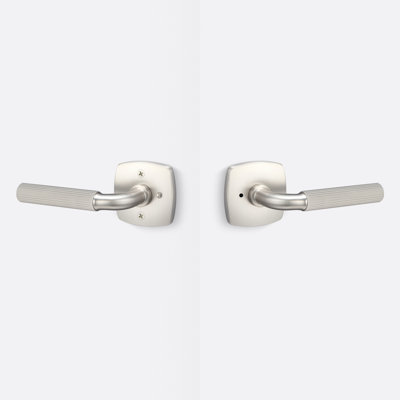 Forma Privacy Rosette In Satin Nickel, Staight Knurled Grip In Satin Nickel