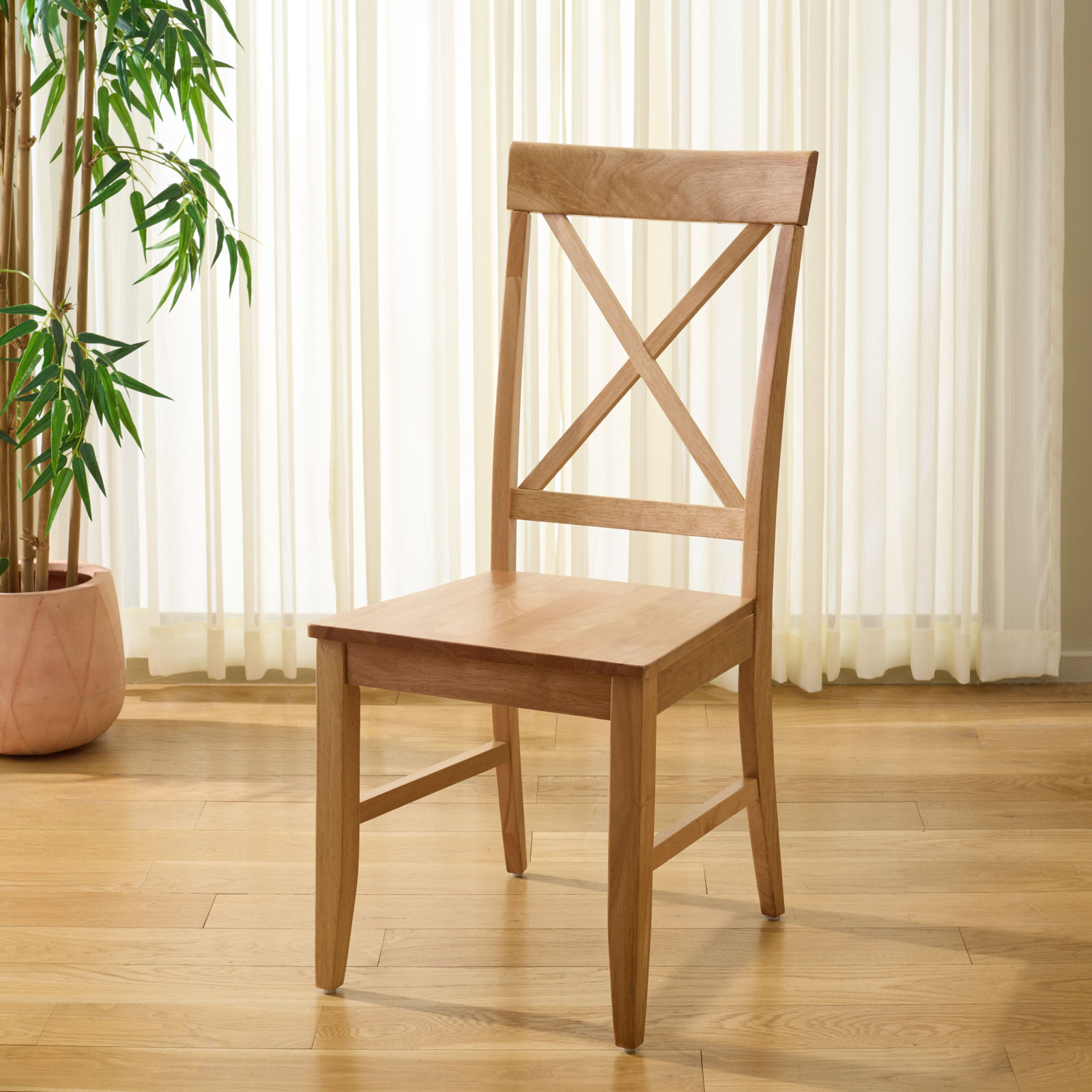 Cierra X-Back Side Chair, Light Oak