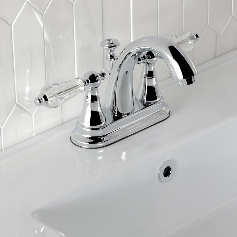 Robinet de salle de bain central à 4 poignées à 3 trous avec 4 tiroirs Kingston, Chrome