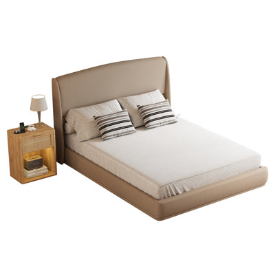 Grands lits rembourrés, structure en bois MDF lin, style maison moderne