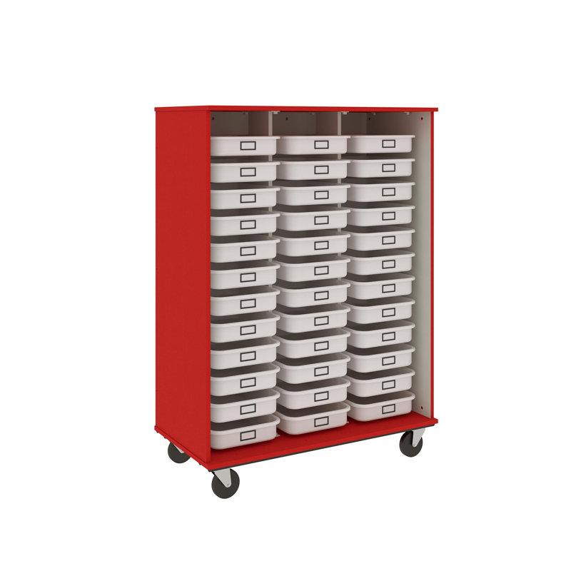 Panier à 36 compartiments avec roulettes, Rouge tulipe