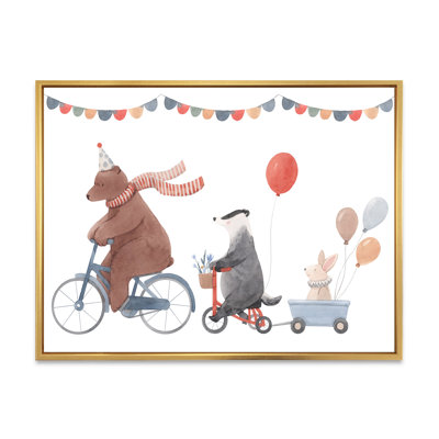 Animaux mignons à bicyclette