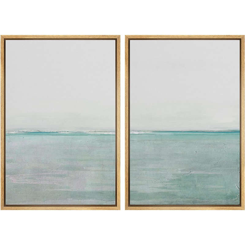 Ensemble de 2 peintures encadrées sur toile, H 24 po x l 32 po x P 1,5 po, Naturel