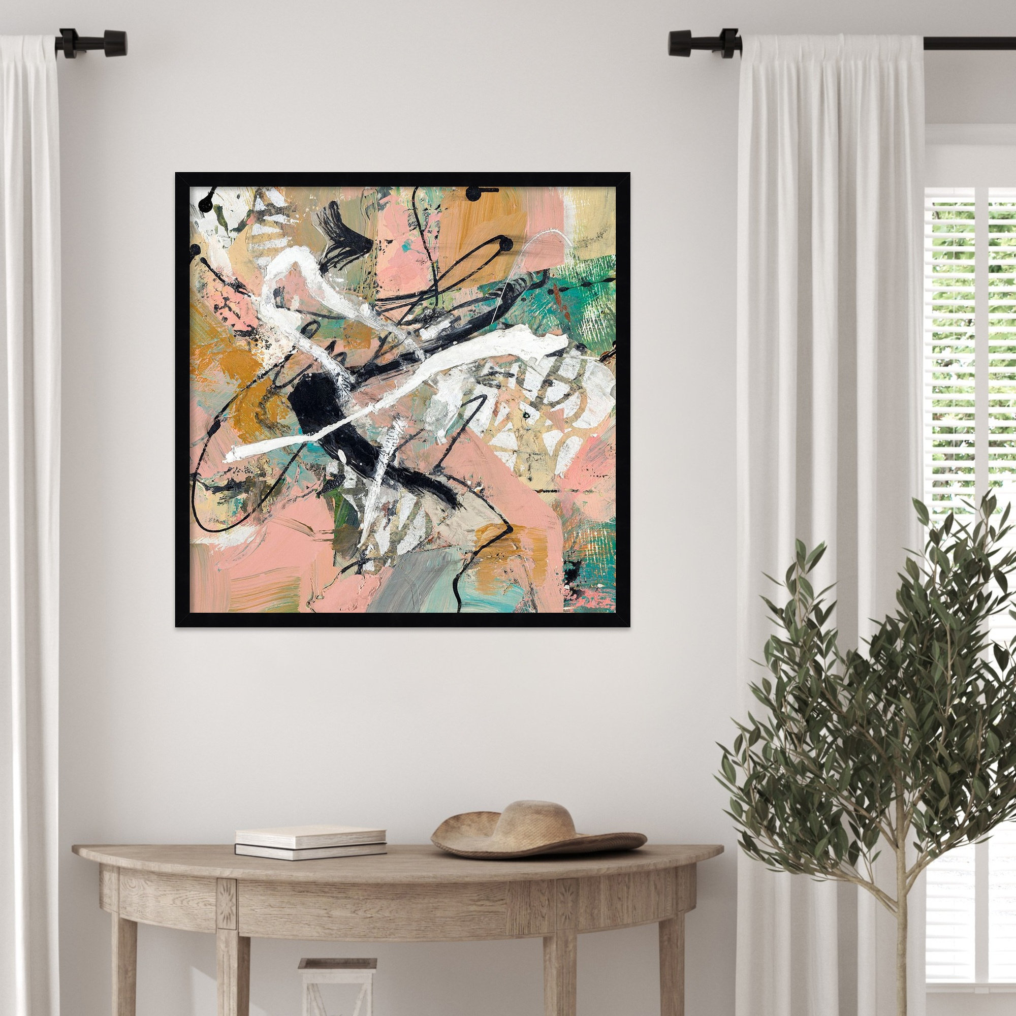 Fluid by Sutter Wood Framed Wall Art Print, Black, 25" H x 25" W