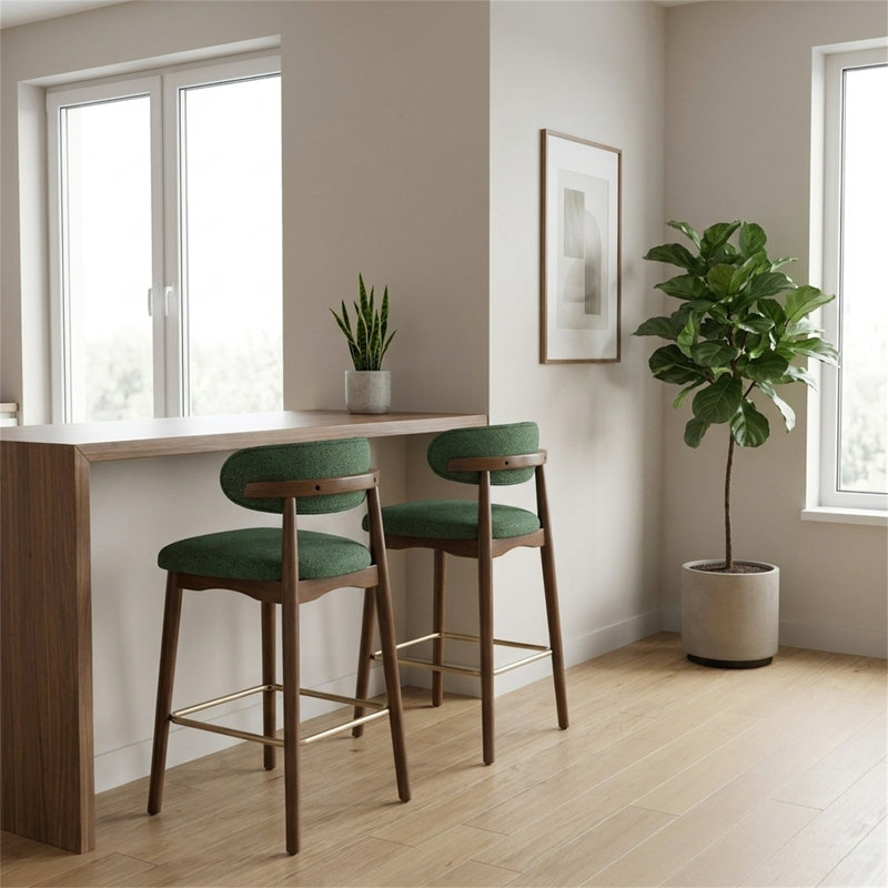 Ensemble de 2 tabourets de bar à hauteur de comptoir Mid-Century, Green