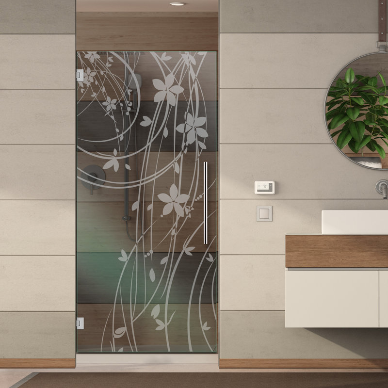 Porte de douche en verre givré l 31 1/2 po x H 75 po, Vers la droite, Non privé