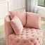 Chaise pivotante rembourrée en velours avec capitonnage à boutons et roues mobiles, y compris 3 coussins, rose-631698581