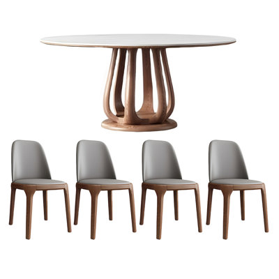 Nordic round rock plate dining table and chair set