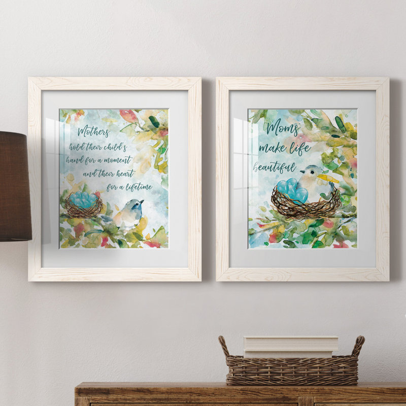 " Mother's Nest I " 2 - Pieces, 24" H x 20" W x 1" D, White Framed Paper, White