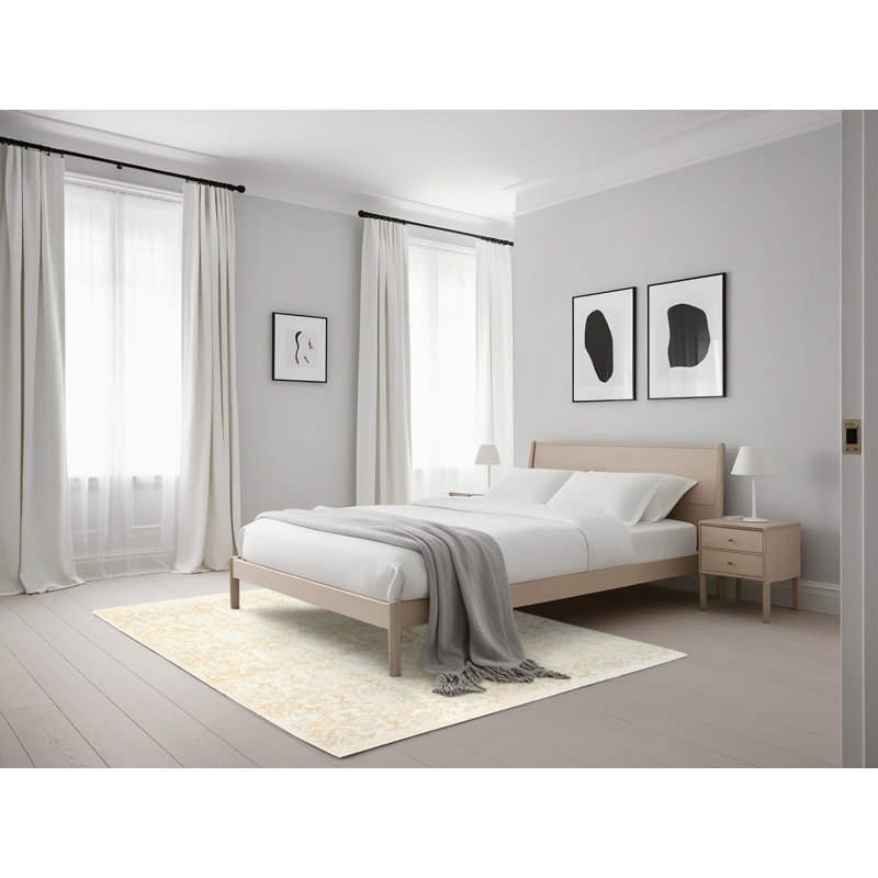 Tapis traditionnel beige / crème Vevay, Rectangle 5 pi x 7 pi