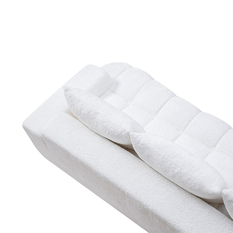 Canapé courbé en tissu 3 places Boucle, White