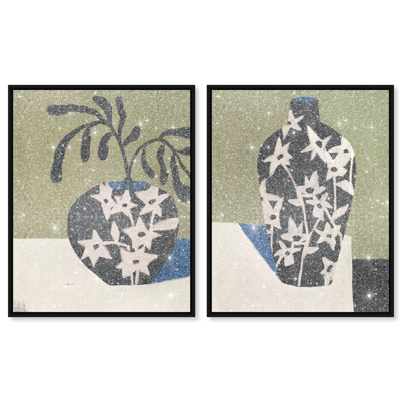 Noir Vase Set Set by Oliver Gal, 50"H x 42"W, Black Floater Frame