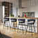 Rezki 28" Counter Height Bar Stools Set of 3 - 360° Swivel with Suede Fabric & Modern Woven Design, Backrest & Footrest for Kitchen Cafe Pub