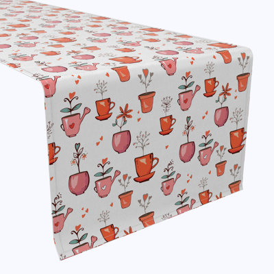 Table Runner, 100% Cotton, 16X72", Love Of Plants
