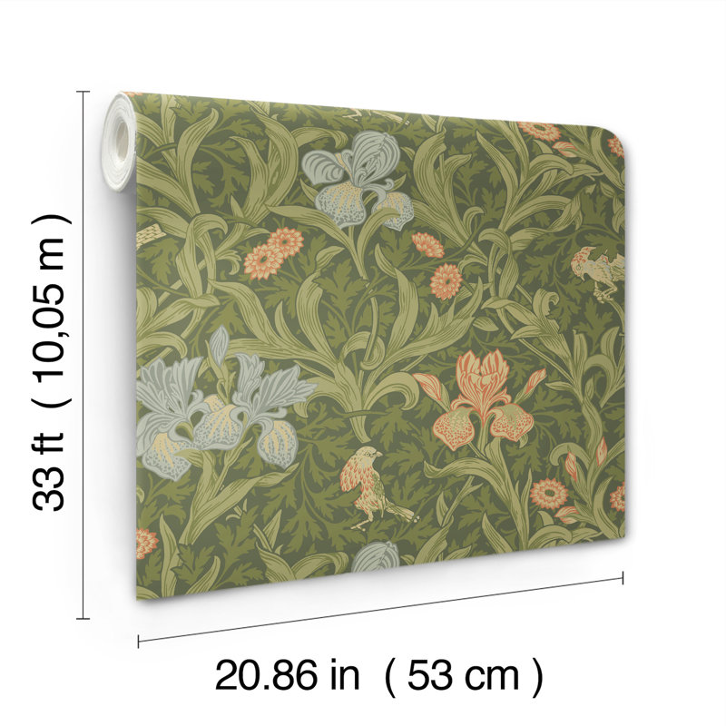 Iris Light Green Wild Gardens Wallpaper, Green