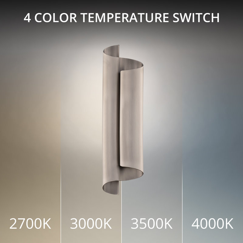 Pirouette Dimmable LED Wall Sconce With Built-In Color Temperature Switch From 2700K/3000K/3500K/4000K, Brushed Nickel