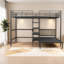 Lit superposé moderne en métal et en bois compact avec rangement et bureau