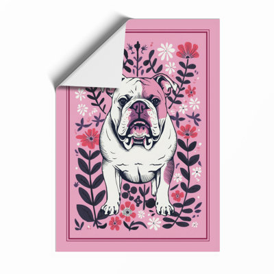 Bulldog in Bloom Eclectic - Framed Print