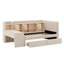 Lit de jour rembourré avec tiroirs, tablettes, armoires rabattables et table d'appoint-1183872081