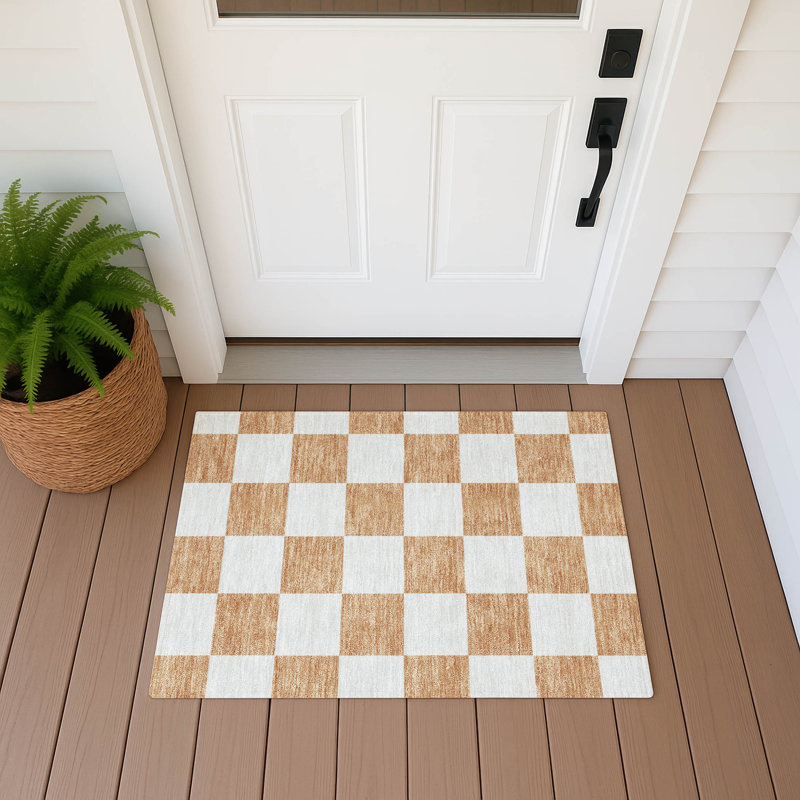 Machine Washable Indoor/Outdoor Braegger ACN2345 Geometric Rug, Rectangle 1'8" x 2'6"