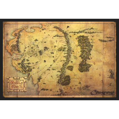 Lord Of The Rings Middle Earth Map Framed On Paper Print Lord Of The Rings Middle Earth Map Framed On Paper Print