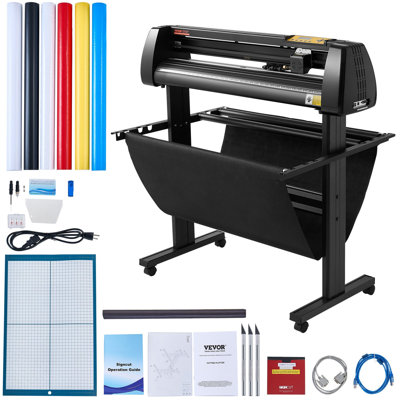 Vinyl Cutter, 34Inch Bundle, Vinyl Cutter Machine, Manual Vinyl Printer, LCD Display Plotter Cutter Sign Cutting with Signmaster Software for Design and Cut, with Supplies, Tools