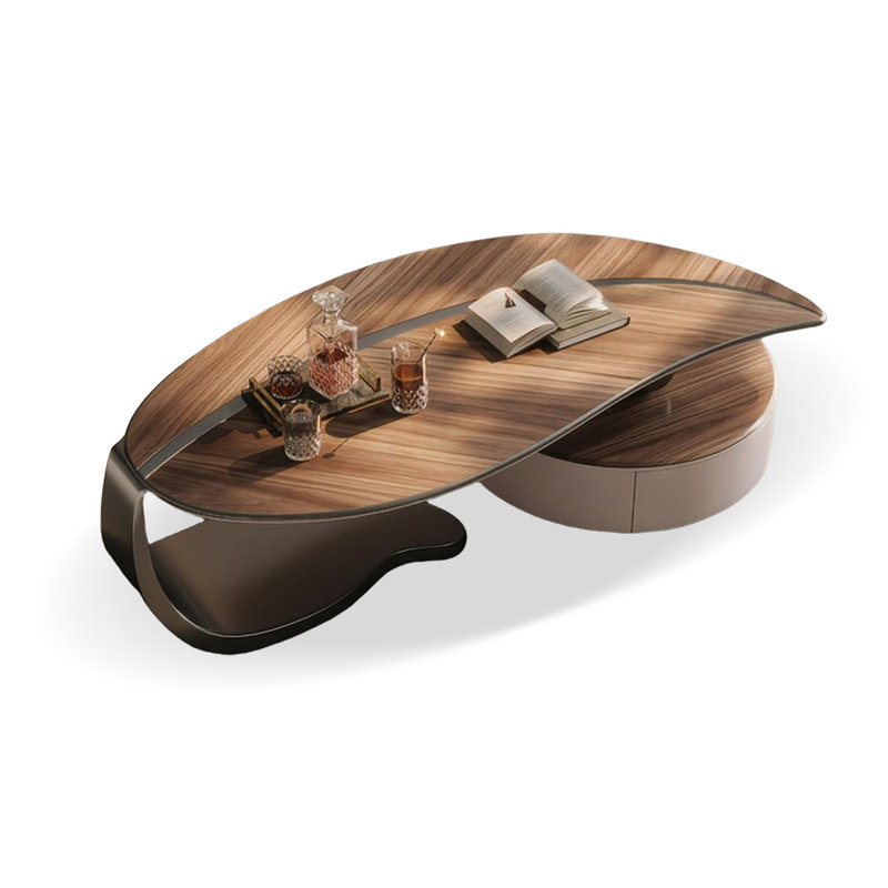 Brun noisette + argent + bois manufacturé blanc crème + table basse en acier inoxydable, H 16,54 po x L 47,24 po x l 27,56 po