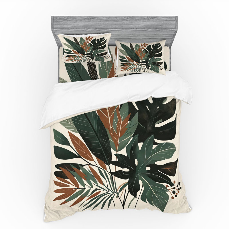 Ensemble de literie Ambesonne Monstera, Housse de couette très grand lit californien + 3