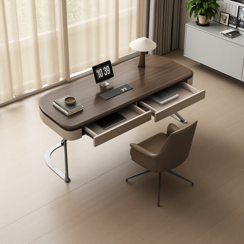 Solid wood office desk with X-shaped frame, 29.52" H x 47.24" W x 23.62" D