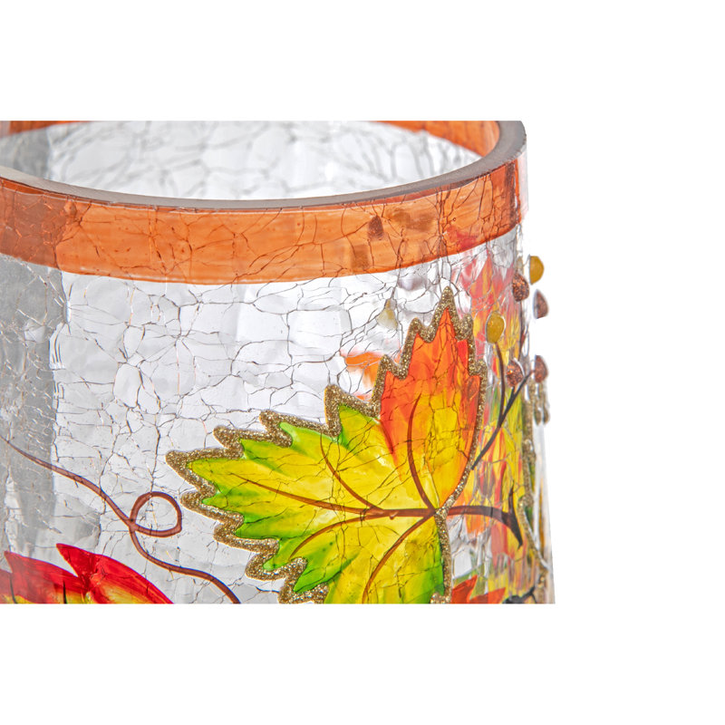 Porte-bougie en verre craquelé Ambient Leaves