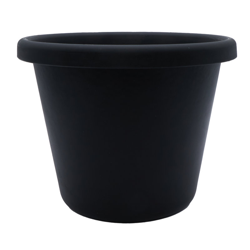  Pot à fleurs rond 17 po classique, pot en plastique, noir