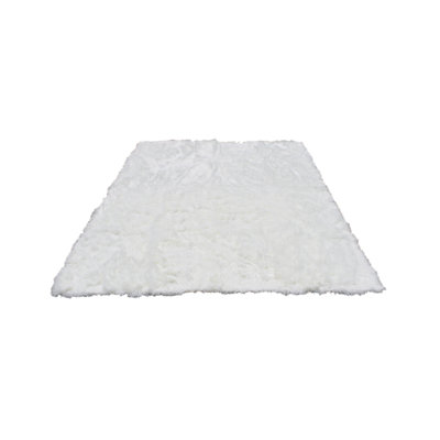 Shag Faux Fur Washable White Area Rug