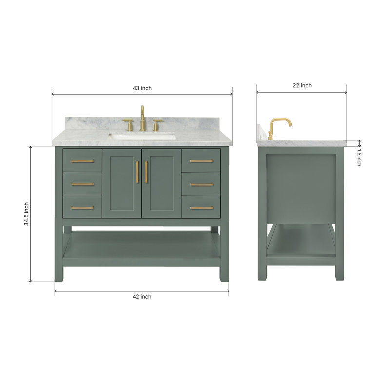 Magnolia Bath Vanity Rectangular Basin S043SCWRV, Vintage Green