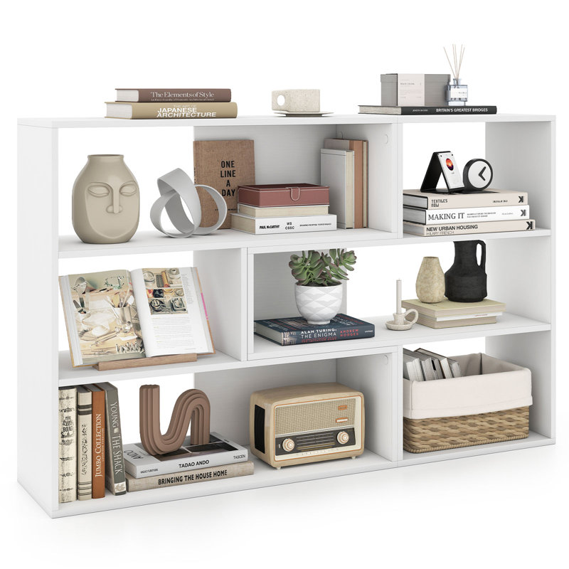 Bibliothèque de coin avec 6 tablettes ouvertes