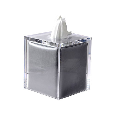 Porte-mouchoirs carré en Lucite transparente Mike + Ally Luxury pour salle de bain et chambre