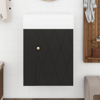 Ensemble de meuble-lavabo mural 20 po avec lavabo, meuble-lavabo mural simple 20 po avec meuble et tablette de rangement à gauche à deux niveaux