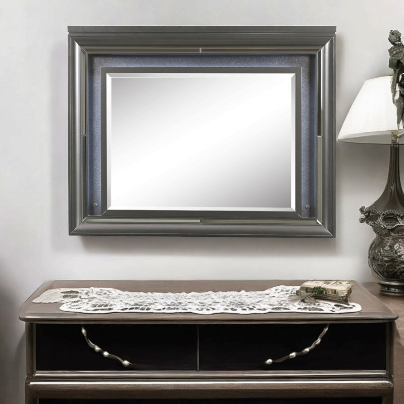 Miroir à finition gris métallique avec DEL