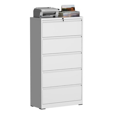 5-Drawer Metal File Lateral Cabinet – 35.43" W with Lock by Inbox Zero
