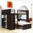 Hockaday Full Over Twin Size Wood Bunk Bed with Shelves,Desk and Wardrobe-1009233968
