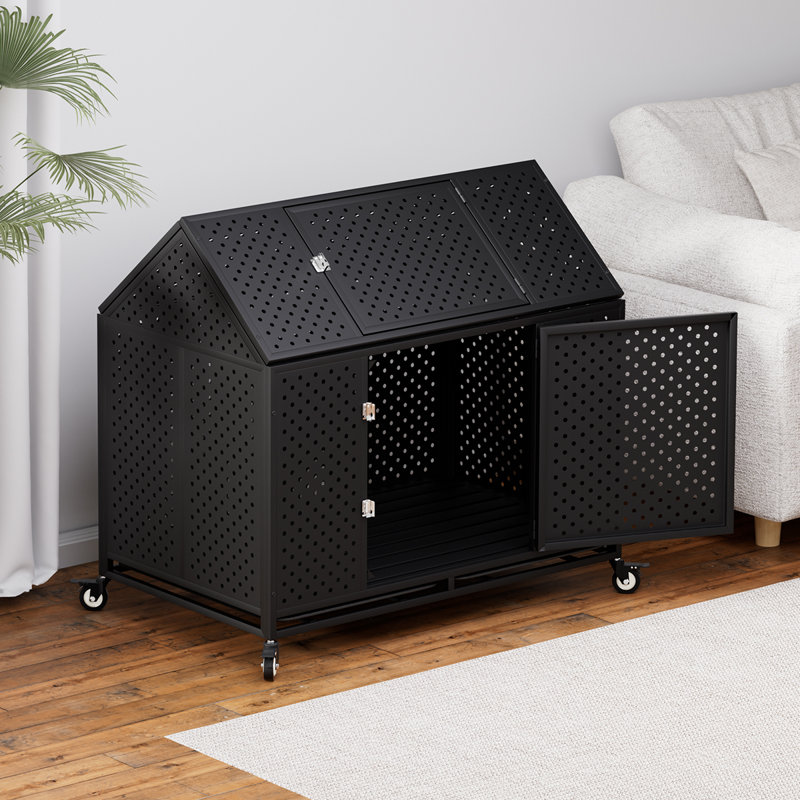 Cage pour chien de 54 po avec cage pour chien de grande taille et cage pour chien de grande taille avec 2 portes, 4 roues verrouillables et 2 plateaux amovibles