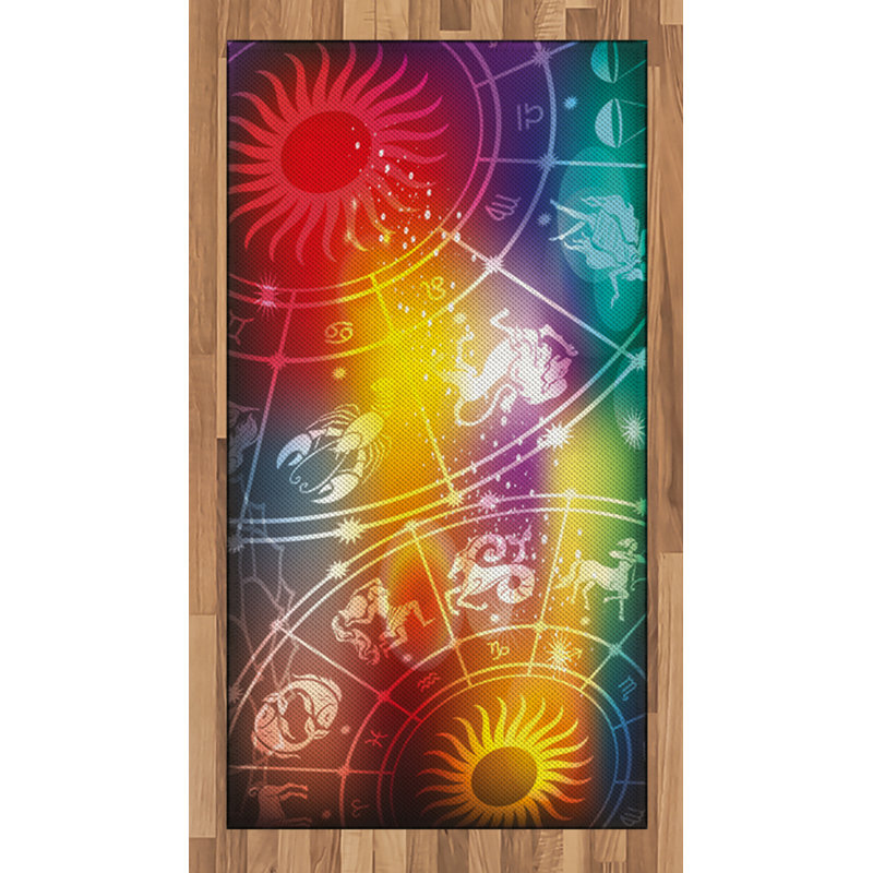 Astrology High Density Long Fiber Poly Threads Decorative Area Rug Carpet, Rectangle 2'7" x 5'