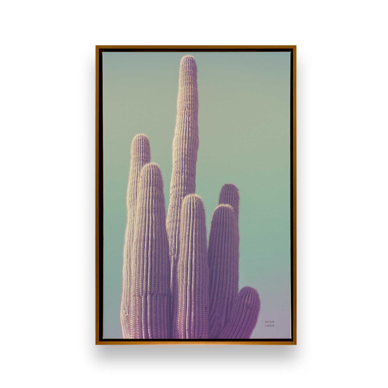«Saguaro Green Pastel» par Nathan Larson, reproduction d'art sur toile, Cadre flottant, H 18 po x l 12 po, Doré