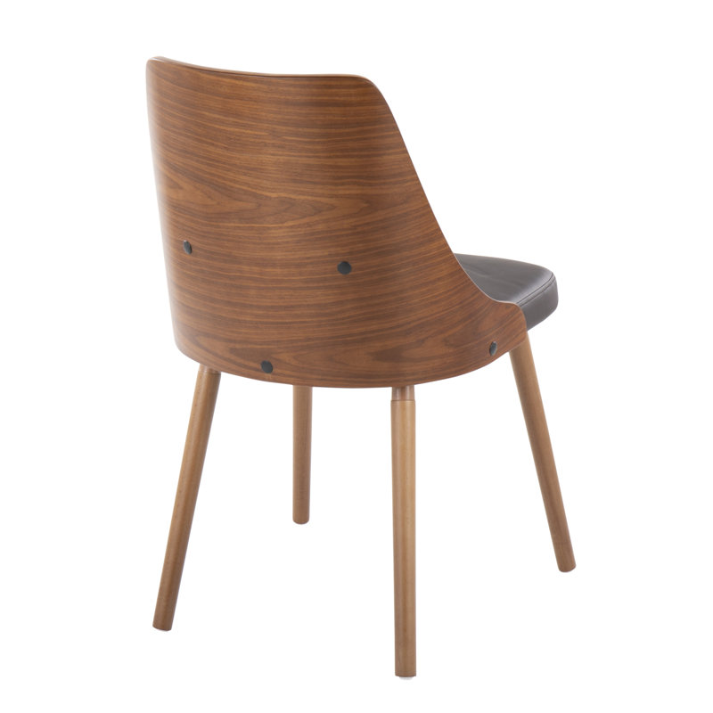 Chaise Anabelle Mid-Century en bois de noyer et similicuir brun par Lumisource