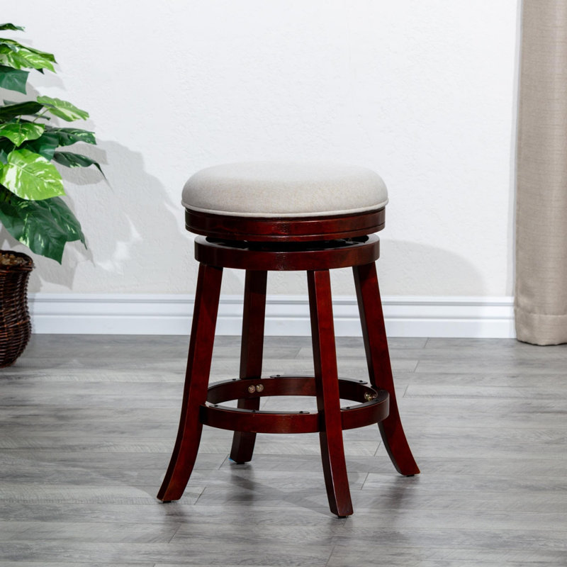 Tabouret de comptoir, Siège gris / cadre brun foncé, Tabouret de comptoir (siège d’une hauteur de 24
