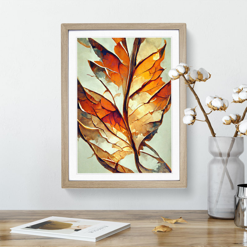 Abstract Autumn Leaf No.4 - Framed Print, 34cm H x 25cm W x 2cm D, Oak