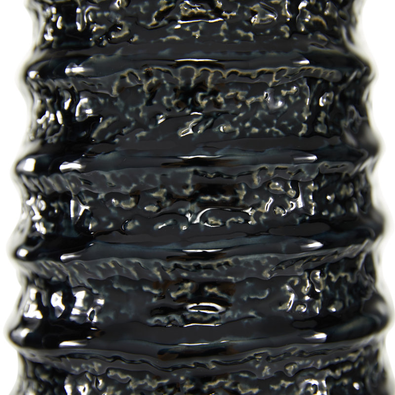 Ceramic Black Decorative Vase with Ripple Texture