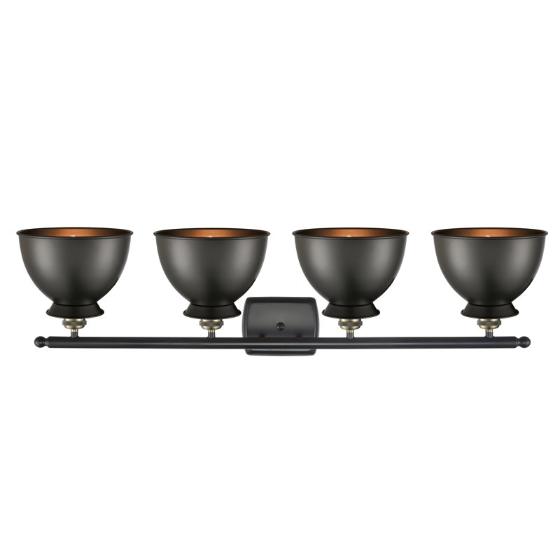 Éclairage pour meuble-lavabo à intensité variable à 4 lumières Arev, Ampoule incandescente 60 watts rétro, Noir mat, Noir mat